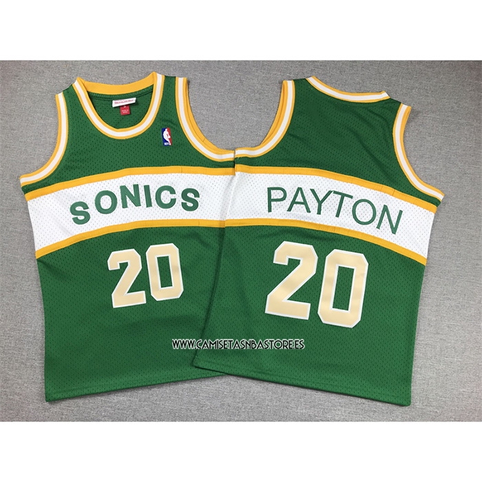 Gary Payton NO 20 Camiseta Nino Seattle SuperSonics Retro Historic Verde